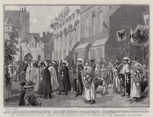 The Reconsecration of the Church of the Restored Castle of Marienburg, the Procession of Knights by Frederic de Haenen
