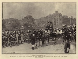 The Review of the Indian Contingents on the Horse Guards Parade, the March Past the Queen