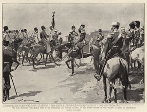 The Tsar watching the March Past of his Bodyguard at the Spring Review on the Champs de Mars, St Petersburg by Frederic de Haenen