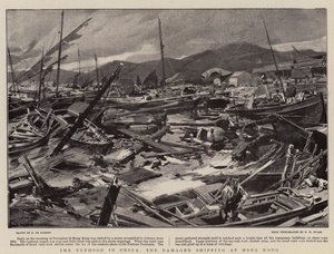 The Typhoon in China, the Damaged Shipping at Hong Kong by Frederic de Haenen
