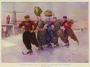 Volendam Peasants Going to Market, a Winter Scene Near Amsterdam