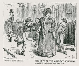 The boys of the Wellington House Academy soliciting alms in Drummond Street by Frederick (after) Barnard