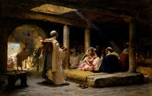 Cafe at Biskra, Algeria, 1884 by Frederick Arthur Bridgman