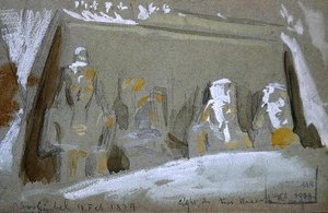 Four Colossal Statues of Ramesses II at the Great Temple at Abu Simbel by Frederick Arthur Bridgman