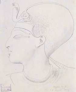 Study of a Relief of the Head of Seti I in the Temple of Seti I, Abydos by Frederick Arthur Bridgman