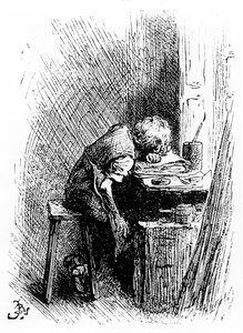 Charles Dickens at the Blacking Factory, an Illustration from 