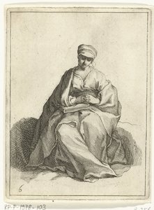 Seated, Praying Woman (15 Small Figures) by Frederick Bloemaert