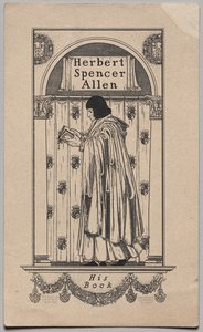 Bookplate: Herbert Spencer Allen, His Book inscribed by Frederick Garrison Hall