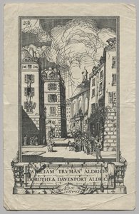 Bookplate: William Truman Aldrich and Dorthea Davenport Aldrich, Ex Libris inscribed by Frederick Garrison Hall