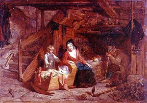 A Cottage Interior by Frederick Goodall