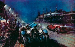 One of the Successful Lorraine-Dietrich Cars Refilling at the Pit During the Night Run in the Le Mans 24-hour Race