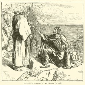 Egfrid Entreating St Cuthbert (engraving) by Frederick Henry Townsend