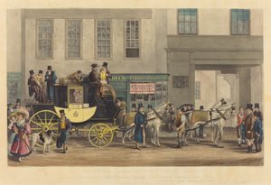 The Blenheim, Leaving the Star Hotel, Oxford by Frederick James Havell after George Havell