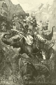 Tiger hunting in India (engraving) by Frederick William Burton