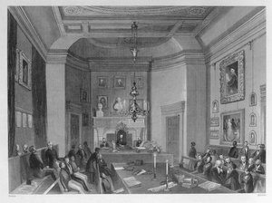 View of the Interior of Somerset House, Showing a Meeting of the Royal Antiquarian Society, c.1840 by Frederick William Fairholt