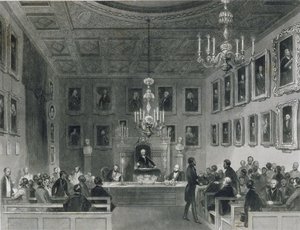 View of the Interior of Somerset House, Showing a Meeting of the Royal Antiquarian Society