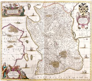 Map of Scania, Sweden