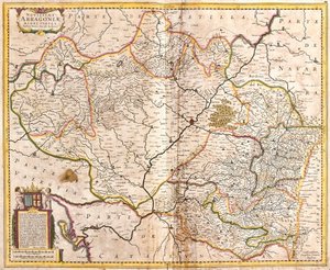 Map of the Kingdom of Aragon (Spain) by Frederick de Wit