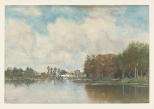 Dutch Canal by Fredericus Jacobus van Rossum du Chattel (signed by artist)