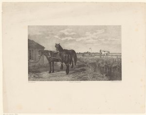Two Horses Before a Barn