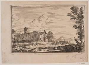 Monastery Building, to the Left in Italian Landscape by Frederik Laub