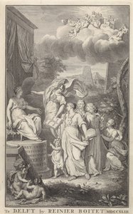 Minerva and the Arts Before a Throne Figure
