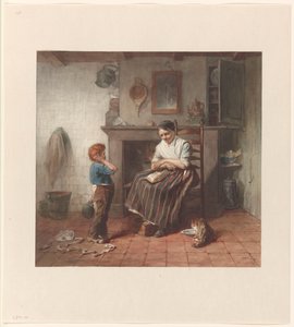 Interior with a Boy, a Kite, and a Woman