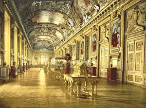 A gallery in the Louvre, Paris by French Photographer