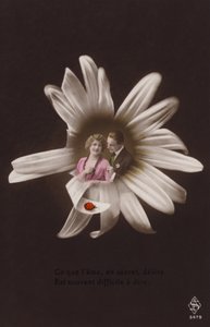 A young couple in the centre of a flower with ladybird by French Photographer