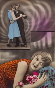 A young woman daydreams about dancing with a man