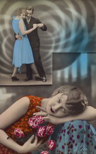 A young woman daydreams about dancing with a man