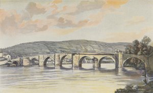 Cahors, General View of the Pont Neuf (14th Century), Upstream View from the Right Bank by French Photographer