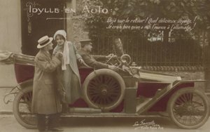 Couple with a motor car by French Photographer