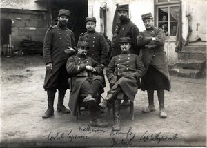 First World War (1914-1918): Telephonists and Secretaries of the General Staff of Colonel Debenedetti Farm Laroque Near Roye sur Matz (Roye-sur-Matz, Oise). March 1915 by French Photographer