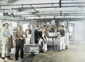 French Navy, late 19th century: The kitchen of officers by French Photographer