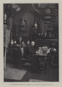 French painter Fernand Cormon in his studio by French Photographer