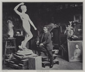 French painter and sculptor Alexandre Falguiere in his studio by French Photographer