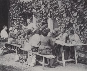 Grape pickers eating lunch by French Photographer