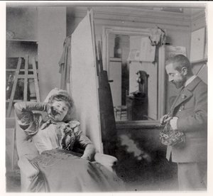 Henri de Toulouse-Lautrec (1864-1901) in His Studio with Misia Natanson by French Photographer
