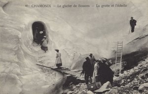 Ice grotto and ladder, Bossons Glacier, Chamonix, France by French Photographer