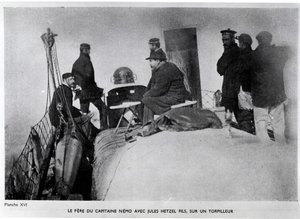 Jules Verne (1828-1905) and Jules Hetzel Son on a Torpedo by French Photographer