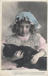 Little Girl with a Cat by French Photographer