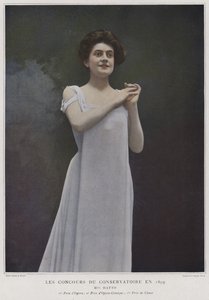 Mademoiselle Hatto, prizewinning singer at the contests at the Conservatoire de Paris, 1899 by French Photographer