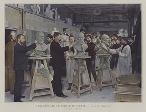 Modelling Class at the Ceramics School of the Sevres Porcelain Factory, France by French Photographer