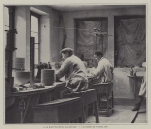 Polishing workshop at the Sevres porcelain factory, France by French Photographer