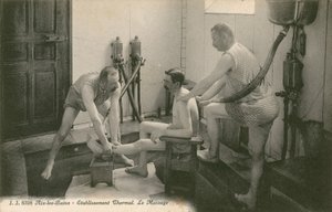 Man being massaged in the thermal bath at Aix les Bains
