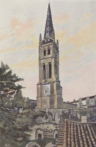 Saint-Emilion, Bell Tower above the Monolithic Church by French Photographer