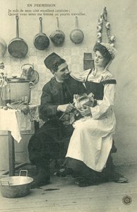 Servant Girl Sitting on Man