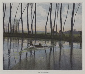 Stag swimming to escape a hunt by French Photographer