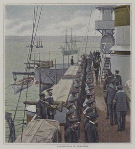 Sunday Inspection on Board a French Warship by French Photographer